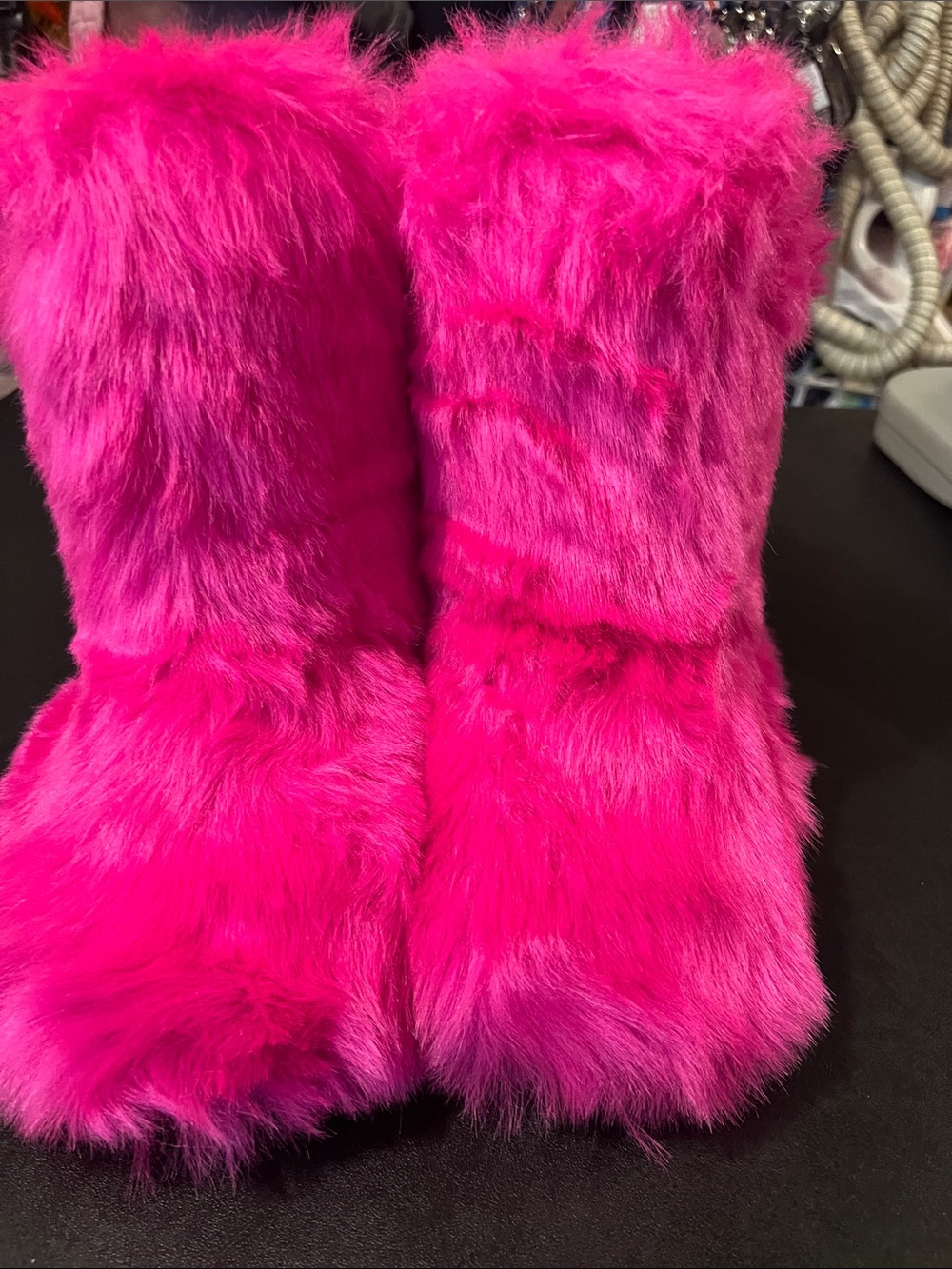 Bright Pink Faux Fur Boot Covers - Plush Winter Accessory